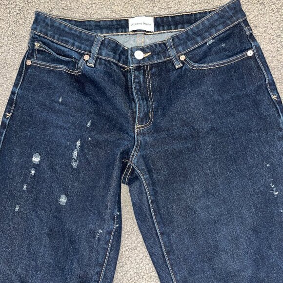 ABRAND JEANS A '99 Low Boot Dark Wash Distressed Jeans -EUC - US Size 28 / AU 10 - Picture 5 of 16